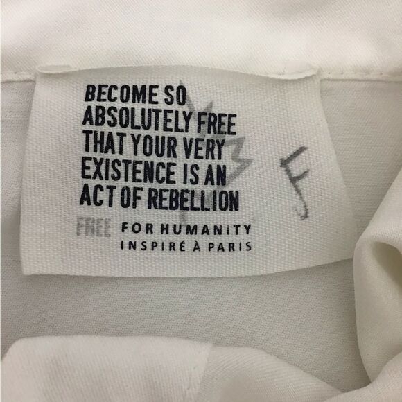 Free For Humanity White Satin Long Sleeve Skull Embellished Button Down Top Size - Picture 7 of 9